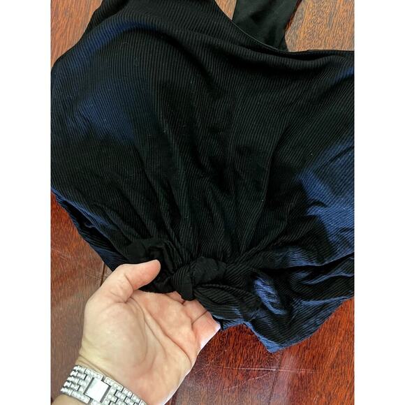 NWT Niyama Sol Tie tank bra black crop top with built in bra Noir sz L/XL yoga - Picture 4 of 6